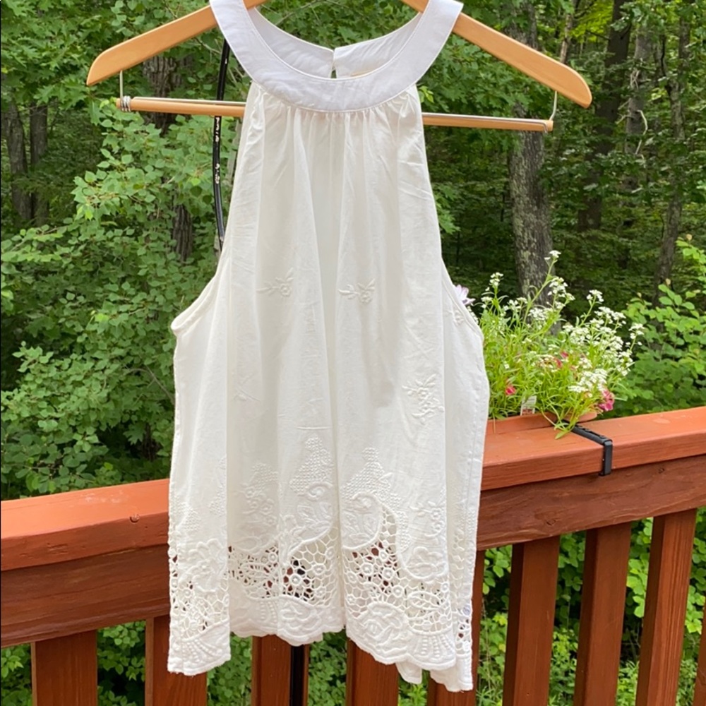 Caution to the Wind White halter tank Medium NWOT